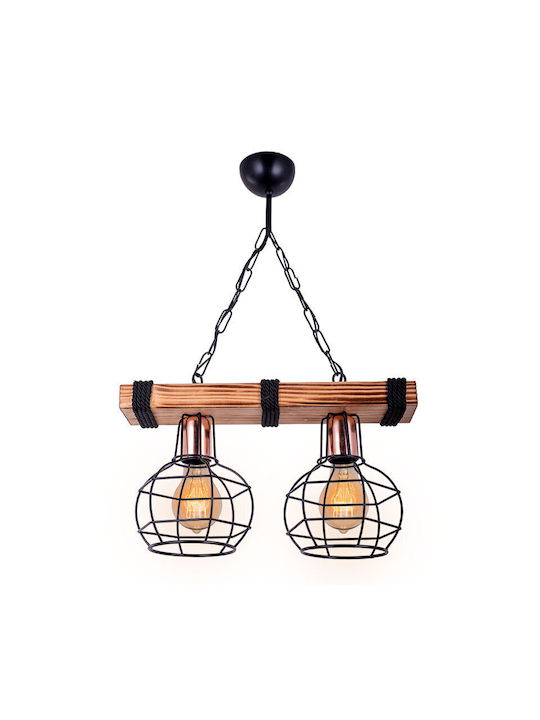 Pakketo Pwl1033 Pendant Light Black Boho with Rope for Socket E27 40x15x60cm