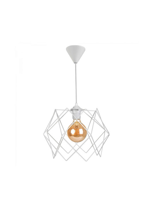 Megapap Pyant Pendant Light White Grid with Socket E27 23x17x70cm