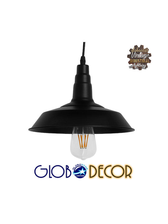 GloboStar Ray Hängelampe Schwarz Glocke mit Fassung E27 26x25cm.