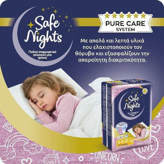Safe Nights Diaper Pants Girl For 12-22kg 16 Pieces