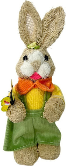 Easter Decoration Rustic Bunny Butterfly Made Straw Textile 23 Cm