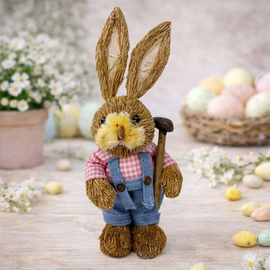 Easter Decoration Rustic Bunny Accessories Made Straw Textile 35 Cm
