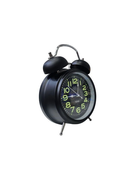 Tischuhr Metallisch mit Wecker Schwarz RZ4011-BLACK