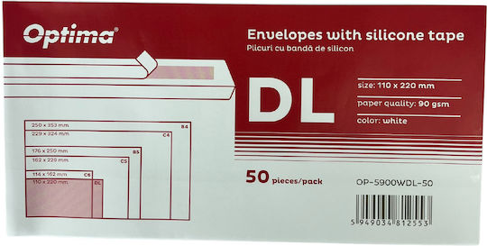 D'laros Set Plicuri Cu Autocolant 50 Bucăți 11x22 Cm Alb