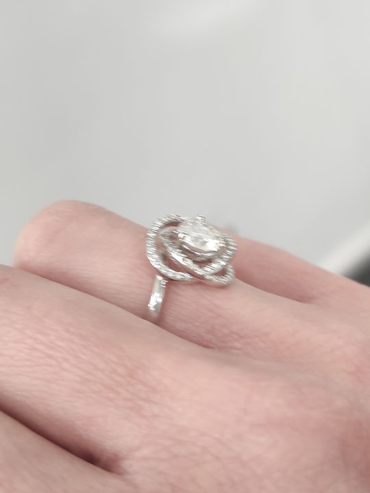 Brizzling Single Stone Ring Silver with Diamond