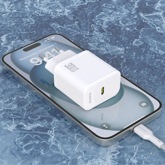 Dudao Charger GaN with USB-C Port and Cable USB-C - USB-C 30W Power Delivery Whites (A27PCEU)