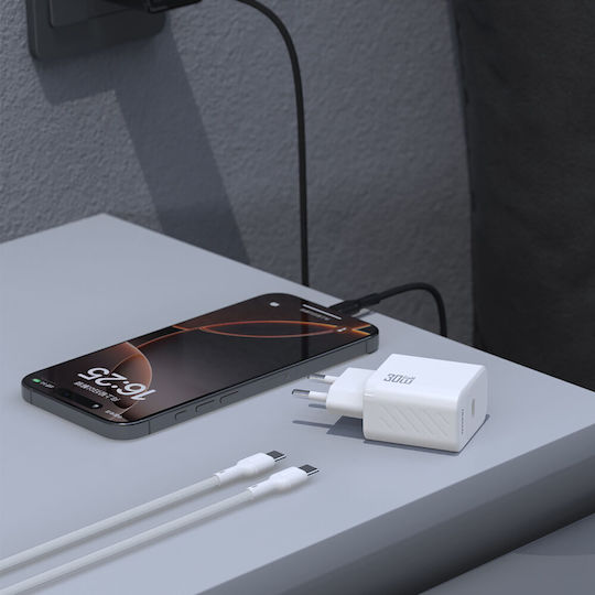 Dudao Charger GaN with USB-C Port and Cable USB-C - USB-C 30W Power Delivery Whites (A27PCEU)