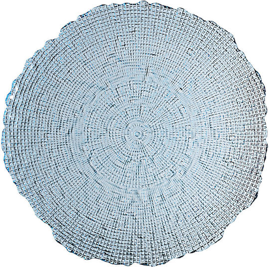 Estia Roche Πιατέλα Σερβιρίσματος Γυάλινη Μπλε 32x32εκ.