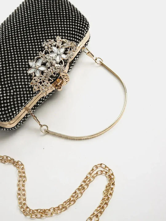 Evening Bag Gold Buckle Strass Black Size One Size Black