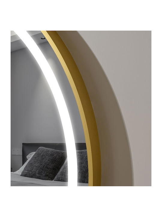 Naron Кръгло Огледало За Баня LED Touch От Метал Златист