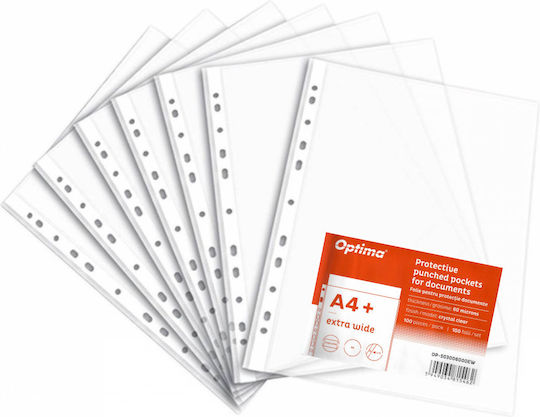 Optima Prod Din Plastic Film Protector Pentru Documente A4 60 Microni Set 100 Foi Optima Extra Larg Cristalin