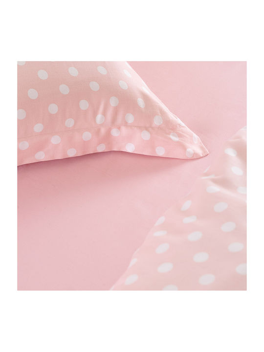 Rythmos Set Cotton Duvet Cover 230x250cm Extra Large with 2 Pillowcases and 2 Bed Sheets Pink