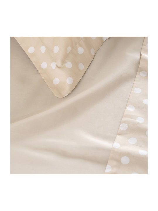 Rythmos Σετ Παπλωματοθήκη Βαμβακερή 230x250cm Υπέρδιπλη με 2 Μαξιλαροθήκες & 2 Σεντόνια Μπεζ