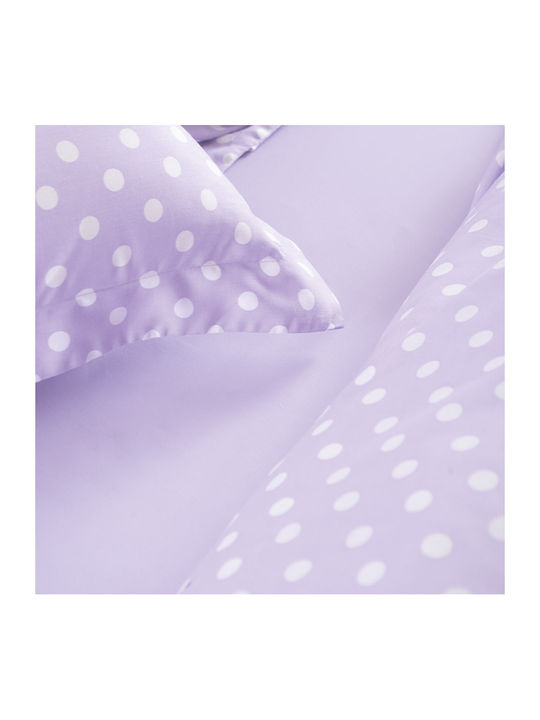 Rythmos Set Cotton Duvet Cover 230x250cm Extra Large with 2 Pillowcases and 2 Bed Sheets Lilac