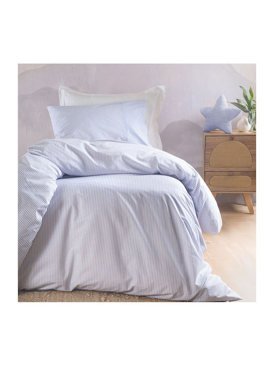 Rythmos Cotton Duvet Cover Set 160x250cm Single with Pillowcase Motiv Light Blue