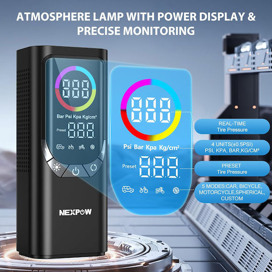 Avapow Avapow Autoreifenpumpe NP17 150PSI Wiederaufladbar 12V