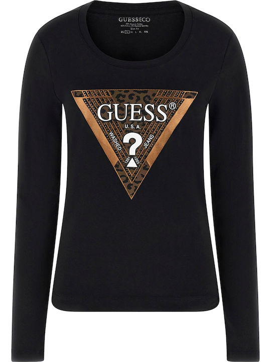 Leo Triangle Women's Cotton Long Sleeve Black Blouse