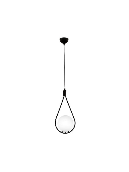 Megapap Shemesh Pendant Light Black Ball with Socket E27 20x20x85cm