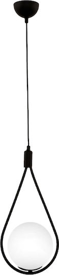 Megapap Shemesh Pendant Light Black Ball with Socket E27 20x20x85cm