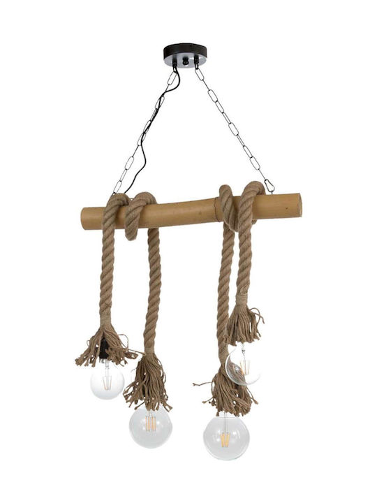Inlight Pendant Light Brown with Rope for 4 Bulbs E27 28x60x33cm