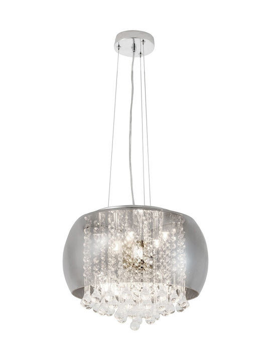 Rabalux Ninelle Pendant Light Silver with Crystals for 6 Bulbs G9 40cm