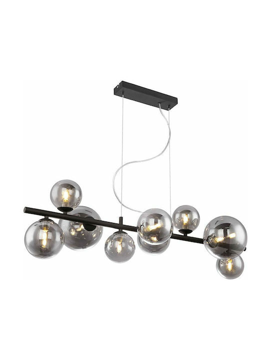 Globo Lighting Riha Pendant Light Black Rail for 9 Bulbs G9 86x360x120cm