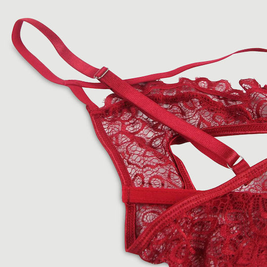 Σετ Σουτιέν Δαντέλα & Βαθύ V Exquisite Lace Appeal Deep V Mini Temptation Bra Set Κόκκινο