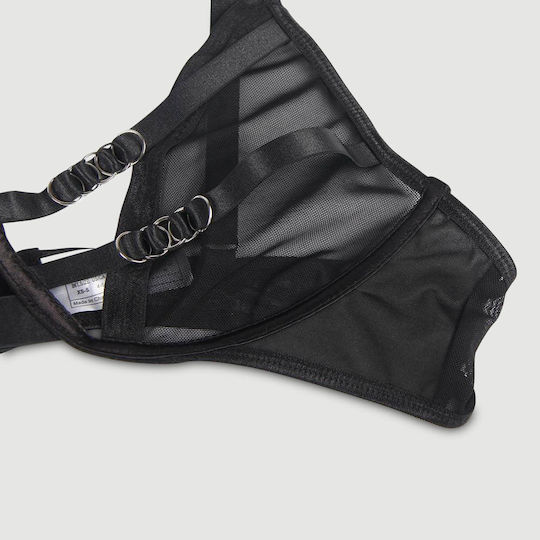 Transparent Fashion Bra Set Without Underwire Mesh Perspective Fashion Bra Set Black