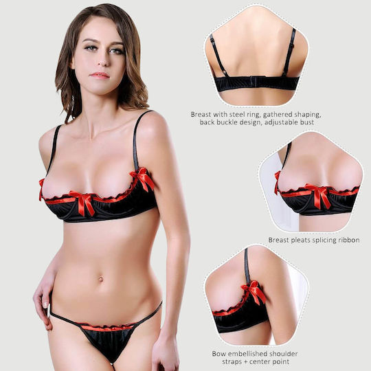 Σετ Σουτιέν Φιόγκο Sexy Bra Flower Μαύρο