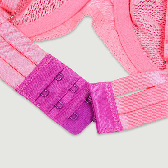 Bra And Panty Set Lace And Rose Details Rose Spliced Eyelash Lace Bra Set Pink