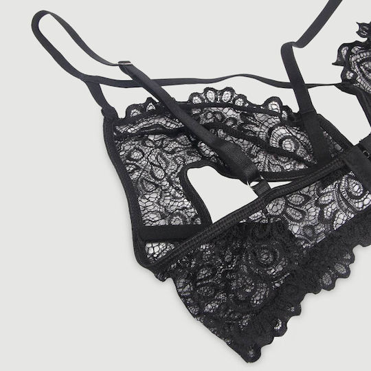 Plus Size Σετ Σουτιέν Δαντέλα & Βαθύ V Exquisite Lace Appeal Deep V Mini Temptation Bra Set Μαύρο