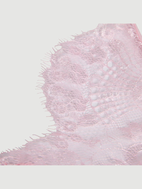 Plus Size Lace Floral Bodysuit Deep V Neck Sheer Teddy Lingerie Pink
