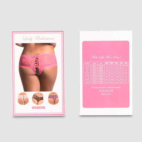 Slip Open Crotch Floral Lace Set 4 Pieces Open Crotch Floral Lace Panty 4 In 1