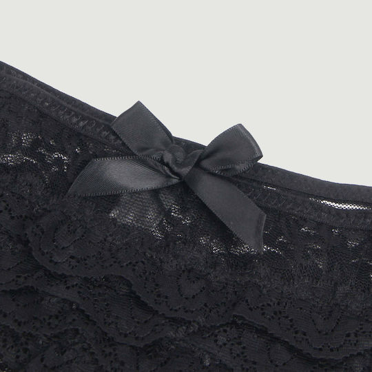 Plus Size Sexy Spitze Slip Schrittfrei Panty Schwarz