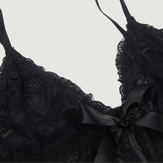 Κομψό Babydoll Πολυϊνικό Υφασμα Multi Fibre Elegant Fly Away Babydoll Μαύρο