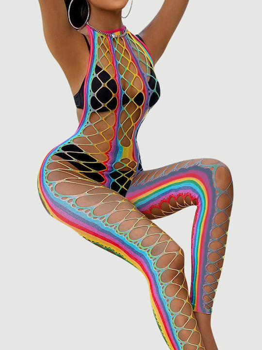 Διχτυωτό Ολόσωμο Καλσόν Halter Sexy Backless Mesh Hollow Out Bodystocking Πολύχρωμο Διχτυωτό Ολόσωμο Καλσόν Halter Sexy Backless Mesh Hollow Out Bodystocking Πολύχρωμο