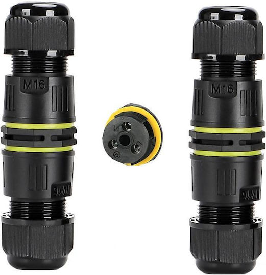 Set 2 Bucăți Conector Etanș Ip68 Pentru Exterior M16 3 Poli Secțiune Cablu 0.5-2.5 Mm² Diametru Cablu 3-6.5 Mm Onuvio