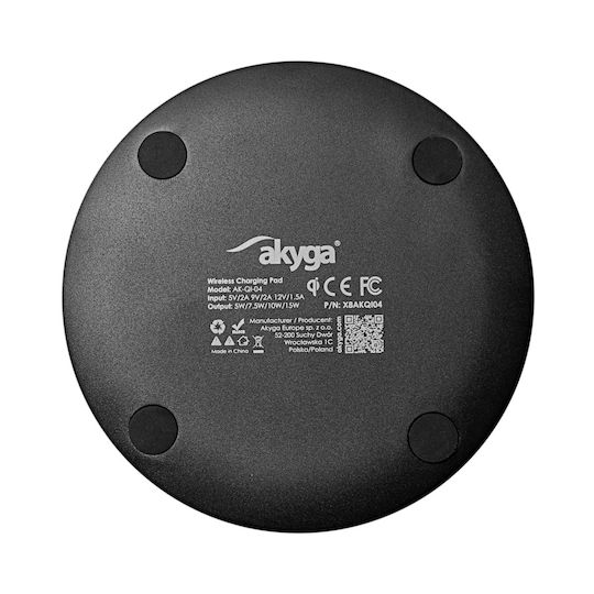 Akyga Încărcător Wireless (Qi Pad) 15W Power Delivery Negru (AK-QI-04)