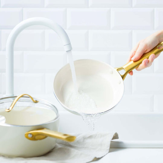 Green Pan Padova Reserve Cookware Set Made of Aluminum Cream White with Ceramic Interior Coating 2 Pieces