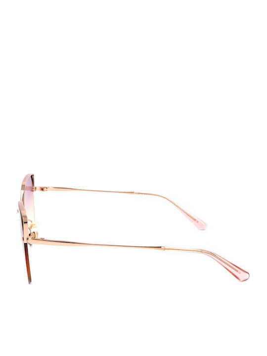 Bolon Femei Ochelari de soare cu Rose Gold Rame metalice Cadru și Violet Ochelari de soare Lentilă