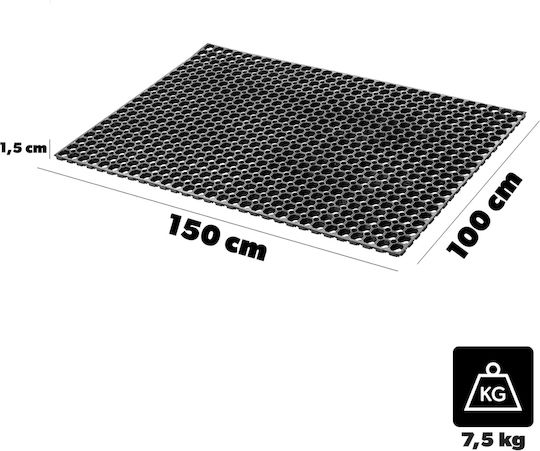 Kadax Non-Slip Rubber Black Doormat 150x100cm Thickness 15mm