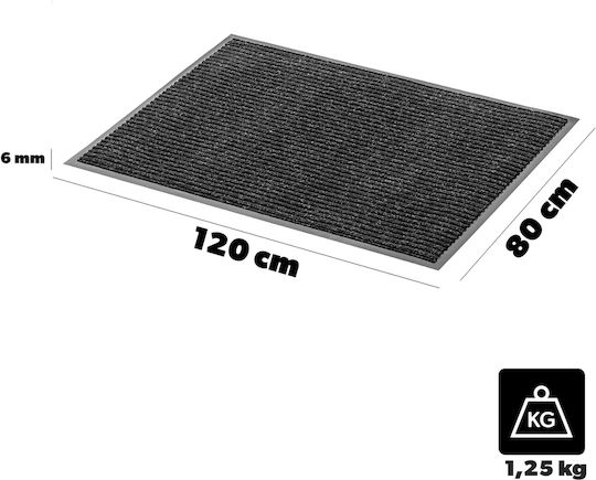 Kadax Non-Slip Rubber Gray Doormat 80x120cm Thickness 6mm