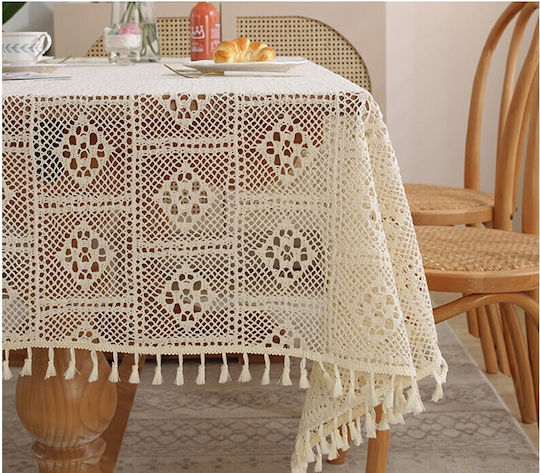 FRIPIA Τραπεζομάντηλο Βαμβακερό Πλεκτό Μπεζ 120x180εκ.