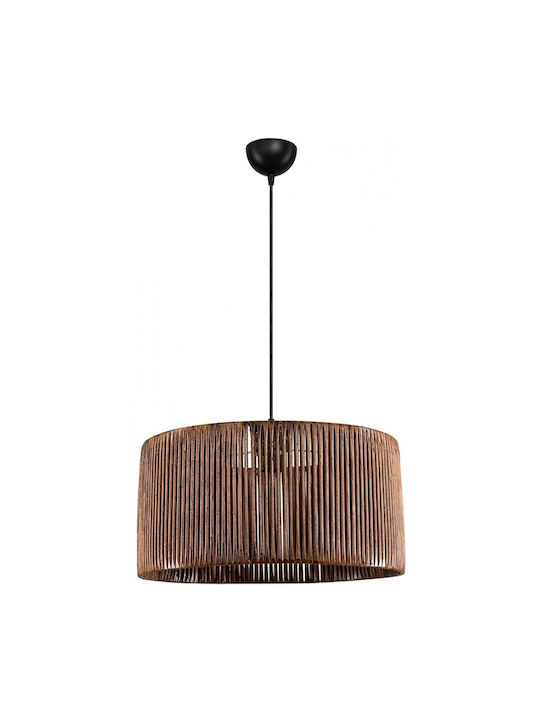 GloboStar Rattan Κρεμαστό Φωτιστικό Καφέ Boho με Ντουί E27 40x40x90εκ.