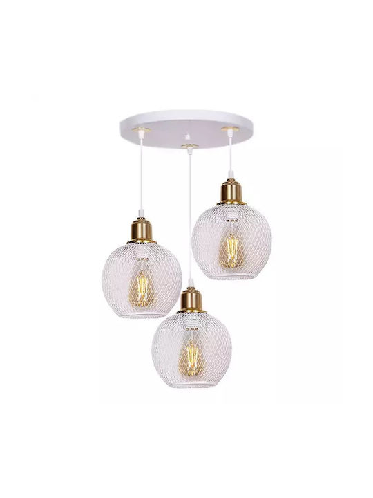 Megapap Amos Κρεμαστό Φωτιστικό Λευκό με Ντουί E27 30x30x65εκ.