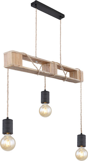 Globo Lighting Κρεμαστό Φωτιστικό Μαύρο με Σχοινί για Ντουί E27 83x10x120εκ.