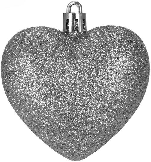 Sersimo Weihnachtsbaumschmuck Herzformen Kunststoff 4-7 Cm Silber