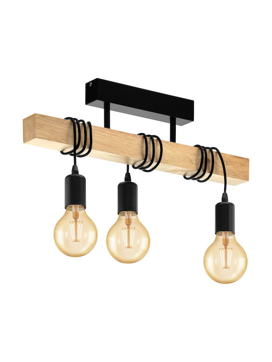 Eglo Townshend Pendant Light Black Rail with Socket E27 55x26.5x26.5cm