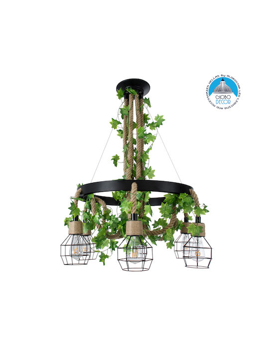 GloboStar Hellet Pendant Light Brown with Rope for 6 Bulbs E27