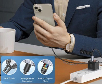 Orico Плетен USB-C към Lightning кабел 29W черен 1m GQA29-10-BK-BP